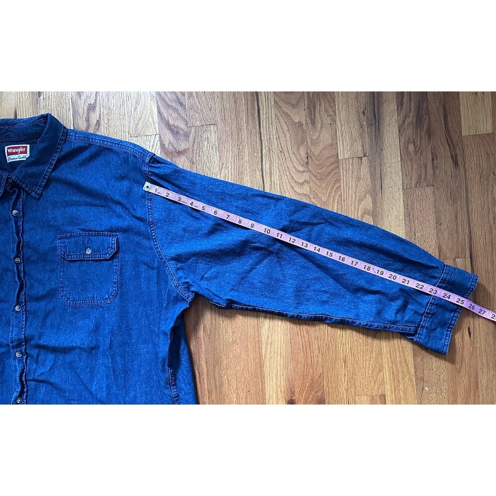 Wrangler‎ Denim Shirt Mens Size 3XL Blue Stretch Cotton Button Western Shirt - Picture 11 of 12